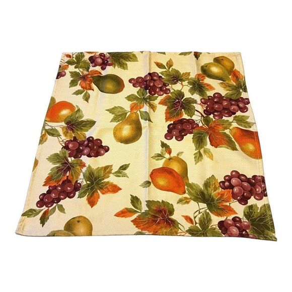 Fruit Print Cloth Napkins Set Of 4 18" Grapes Pears Pomegranate Traditional Fall - Picture 2 of 7